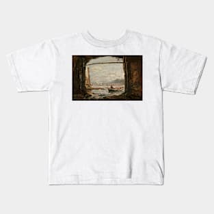 View from a Grotto Near Posillipo by Johan Christian Dahl Kids T-Shirt